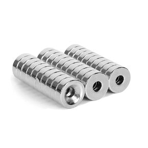 30 Pieces 10 x 5mm with 3mm Countersunk Hole Disc Rare Earth Fastener Magnets Refrigerator Magnets - 0.4 inch D x 0.2 inch H with 0.12 inch D Screw Hole