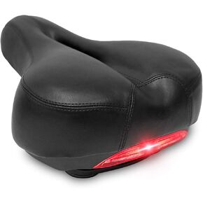 DRBIKE Bike Seat for Men Women, Comfortable Padded Bicycle Saddle with Tailight, Dual Spring Design & Soft Cushion, Breathable Bicycle Seat for Mountain, Road, Exercise, Touring & Cruiser Bike, Black