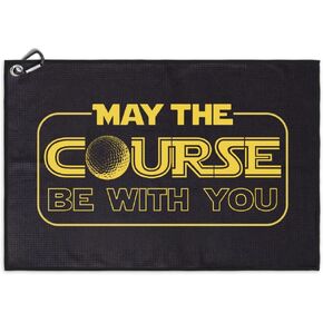 May The Course Be with You Printed Microfiber Golf Towel with Clip, Great Golf Gifts for Dad Mom Papa Grandpa Golfer, Father's Day Birthday Retirement Gifts, Golf Accessories for Men Women