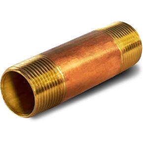 4" Long Brass Nipple Pipe Fitting with 3/4" Nominal Diameter and NPT Ends