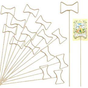 Lusofie 20Pcs Table Number Holder Place Card Holders Round Shaped Picture Holder Metal Table Number Sign Holders for Wedding Flower Cards Office Reception Restaurant Bouquet Decorations Gold