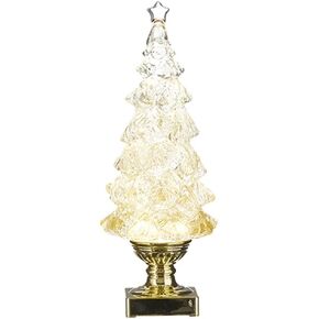 RAZ Imports 2022 Holiday Water Lanterns 13.75" Gold Lighted Swirling Glitter Tree