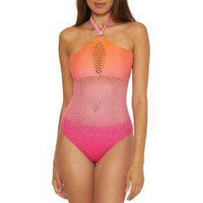 Trina Turk Women's Standard Sun Opal High Neck One Piece Swimsuit, Keyhole, Cut Out, Bathing Suits