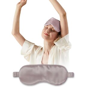 Sleep Mask,Eye Mask for Sleep,Silk Eye Sleeping Mask for Women and Men,100% 6A 19 Momme Eye Cover Dry Eye Sleeping Mask,Blackout Blindfold of Eyemask On Travel Airplane (Champagne)