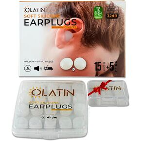 OLATIN® Silicone Ear Plugs for Sleeping & Swimming | 15+ 5 + Carrying case | Soft Silicone Ear Plugs for Noise Canceling | Reusable & Comfortable | Wax Earplugs for Swimming | Sleeping Wax Ear Plugs