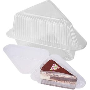 50Pack with Lids Cake Slice Container,Clear Plastic Hinged Cheesecake Containers for Flan Dessert Pastry Cookie Snack Fruit Packaging