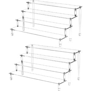 2 Sets Acrylic Risers Display Stands,15.7" Tiered Display Stand,Multi-Purpose Acrylic Perfume Organizer,Clear Cupcake Stand,Display Stands for Collectibles & Cologne