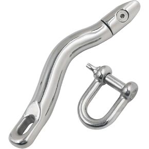 SHENGHUISS 1/4"-5/16"(6-8mm) Boat Anchor Twist Connector Stainless Steel 316 Long Swivel Anchor Chain Connector with 3/8" D Shackle