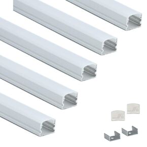 LEDPROFILES 10-Pack 8ft (2.4Meter) Spotless LED Aluminum Channel with Clear Arc Diffuser, End Caps and Mounting Accessories - 1961 Series - LED Profile Extrusion Upto 16mm/0.63" Wide LED Strip