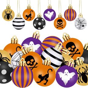 Libima 40 Pcs 1.18 Inch Halloween Tree Ornaments Plastic Hanging Ball Ornaments Bat Web Halloween Tree Decorations Small Halloween Tree Balls for Home Office Holiday Party Decorations (Skull) in Saudi Arabia