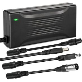 54.6V 3A Charger for 48V 13S Lithium Li-ion Battery Pack, 48 Volt Universal Battery Charger with 3 pin XLR Connector, 5.5 * 2.5mm, 5.5 * 2.1mm Male Plug, 8mm 3 Prong Female Plug