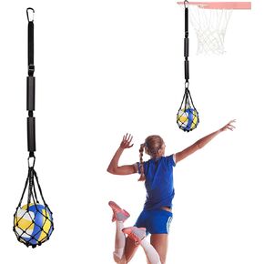Volleyball Spike Trainer, Black Volleyball Hitting Training Equipment System with Carabiner Adjustable Volleyball Attack Aids Serving Practice Setting Tool for Beginners & Pro Jumping Arm Swing