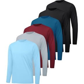 6/7 Pack Men Dry Fit Workout Long Sleeve Athletic Gym UPF SPF UV Sun Protection Quick Dry Lightweight Shirts