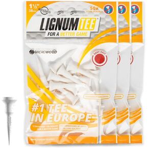 LIGNUM Perfect for Hybrids and Irons 50x More Durable Microwood Short Golf Tees 1 ½ Inch – 38mm / Innovative Wood Fibre/Short Tees, 1.5 Inch Golf Tees, Golf Tee Small, Golf Tees / 48 Pieces