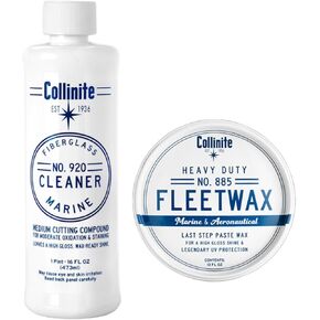 Collinite 920 Fiberglass Boat Cleaner & 885 Fleetwax Paste Combo Pack, Water Spot & Oxidation Remover Easy to Use Heavy Duty Cleaning Compound Restores Shine/Enhances Look Safe Fast Protection