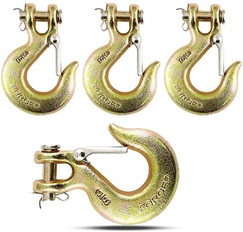 5/16Inch Clevis Slip Hook, 4Pack Heavy Duty Forged Steel Safety Hook with Safety Latch, G70 Tow Chain Clevis Grab Hook for Trailer Truck Transport Tow Chain Hook，3/4 in Opening,14,000 Lb Capacity in Kuwait