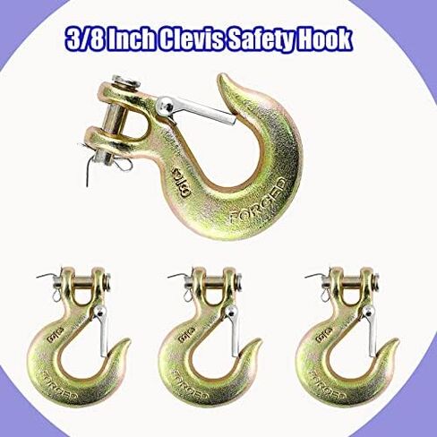 5/16Inch Clevis Slip Hook, 4Pack Heavy Duty Forged Steel Safety Hook with Safety Latch, G70 Tow Chain Clevis Grab Hook for Trailer Truck Transport Tow Chain Hook，3/4 in Opening,14,000 Lb Capacity in Kuwait