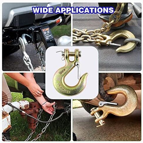 5/16Inch Clevis Slip Hook, 4Pack Heavy Duty Forged Steel Safety Hook with Safety Latch, G70 Tow Chain Clevis Grab Hook for Trailer Truck Transport Tow Chain Hook，3/4 in Opening,14,000 Lb Capacity in Kuwait