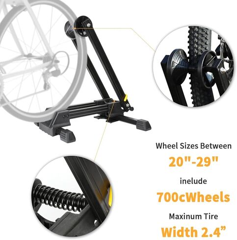 حامل حامل لوقوف السيارات من نوع أرضية الدراجة - حامل حامل للدراجة قابل للطي لتخزين المرآب الداخلي والخارجي - رف تخزين الدراجة المحمول لوقوف السيارات للدراجات الجبلية والطرق مقاس 26 بوصة - 29 بوصة in Kuwait