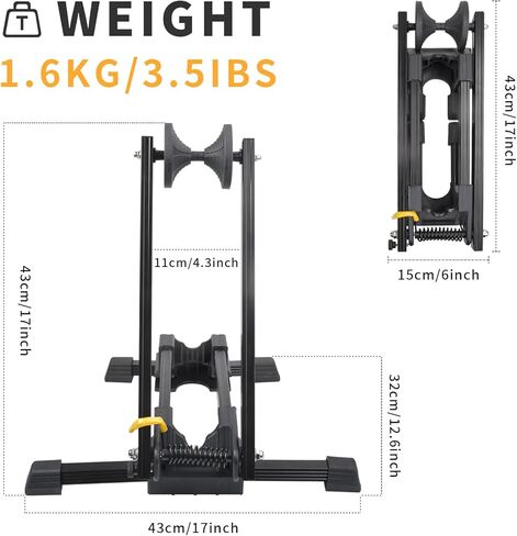 حامل حامل لوقوف السيارات من نوع أرضية الدراجة - حامل حامل للدراجة قابل للطي لتخزين المرآب الداخلي والخارجي - رف تخزين الدراجة المحمول لوقوف السيارات للدراجات الجبلية والطرق مقاس 26 بوصة - 29 بوصة in Kuwait