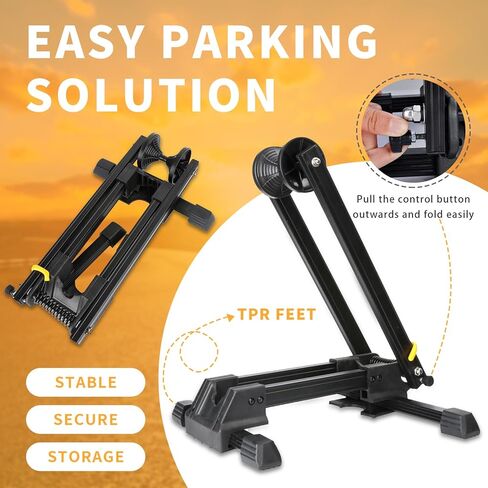 حامل حامل لوقوف السيارات من نوع أرضية الدراجة - حامل حامل للدراجة قابل للطي لتخزين المرآب الداخلي والخارجي - رف تخزين الدراجة المحمول لوقوف السيارات للدراجات الجبلية والطرق مقاس 26 بوصة - 29 بوصة in Kuwait