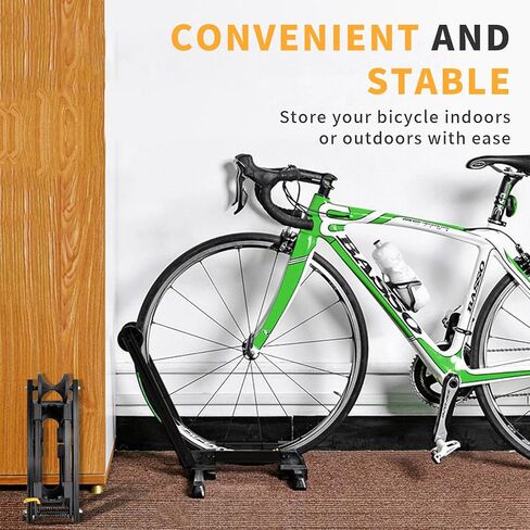 حامل حامل لوقوف السيارات من نوع أرضية الدراجة - حامل حامل للدراجة قابل للطي لتخزين المرآب الداخلي والخارجي - رف تخزين الدراجة المحمول لوقوف السيارات للدراجات الجبلية والطرق مقاس 26 بوصة - 29 بوصة in Kuwait