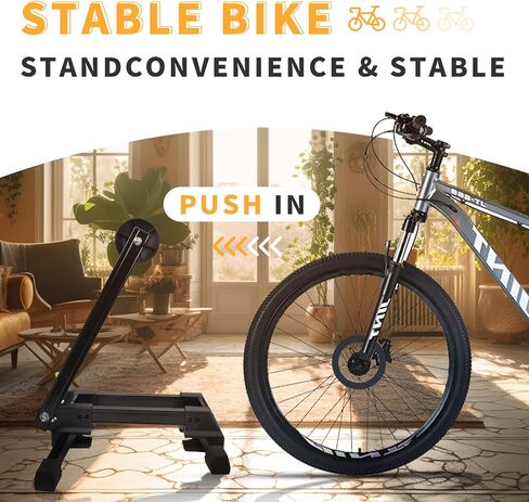 حامل حامل لوقوف السيارات من نوع أرضية الدراجة - حامل حامل للدراجة قابل للطي لتخزين المرآب الداخلي والخارجي - رف تخزين الدراجة المحمول لوقوف السيارات للدراجات الجبلية والطرق مقاس 26 بوصة - 29 بوصة in Kuwait