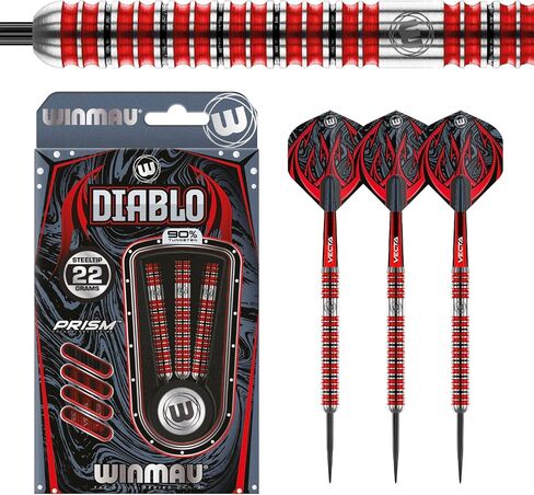 مجموعة سهام التنغستن الاحترافية بنسبة 90% من Winmau Diablo مع رحلات وسيقان (أعمدة) طرف فولاذي وطرف ناعم in Saudi Arabia