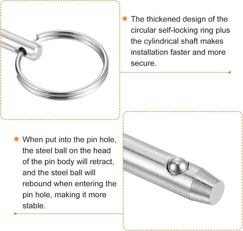 uxcell 4Pcs 6mmx60mm Quick Release Pins, Carbon Steel Marine Hardware for Marine Mountain Seat, Ship Outfitting, Shipbuilding, Silver in Saudi Arabia
