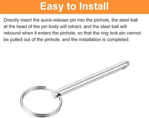 uxcell 4Pcs 6mmx60mm Quick Release Pins, Carbon Steel Marine Hardware for Marine Mountain Seat, Ship Outfitting, Shipbuilding, Silver in Saudi Arabia