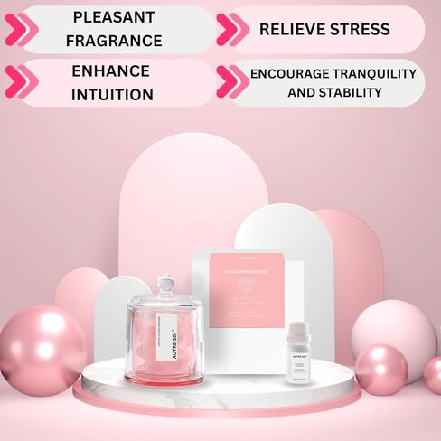 Natural Stone Pink Rose Quartz Aromatherapy Small Diffuser with Essential Oil 10ML for Relaxation for Home and Office Desk, Mini Office Desk Decor, Cute and pretty oil diffuser. in Saudi Arabia