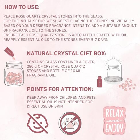 Natural Stone Pink Rose Quartz Aromatherapy Small Diffuser with Essential Oil 10ML for Relaxation for Home and Office Desk, Mini Office Desk Decor, Cute and pretty oil diffuser. in Saudi Arabia