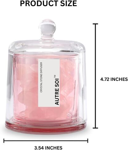 Natural Stone Pink Rose Quartz Aromatherapy Small Diffuser with Essential Oil 10ML for Relaxation for Home and Office Desk, Mini Office Desk Decor, Cute and pretty oil diffuser. in Saudi Arabia