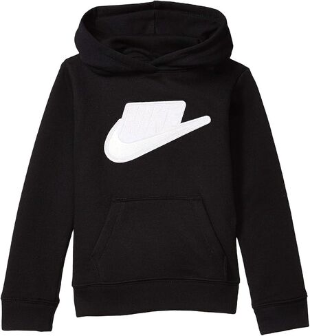 Nike Girl's Sueded Fleece Iridescent Logo Pullover Hoodie (Toddler/Little Kids) Black 4 Little Kid in Saudi Arabia