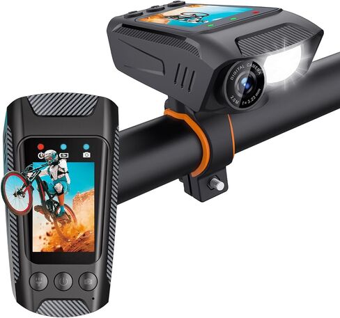 Bike Camera Action Camera Cycling Camera Recorder Vlogging Camera 4K 60fps EIS 20MP, Bicycle Video Camera Bike Light Electric Bike Horn 3 in 1, Sports Cameras w/32G Memory Card in Kuwait