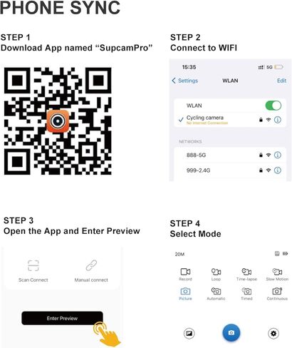 Bike Camera Action Camera Cycling Camera Recorder Vlogging Camera 4K 60fps EIS 20MP, Bicycle Video Camera Bike Light Electric Bike Horn 3 in 1, Sports Cameras w/32G Memory Card in Kuwait