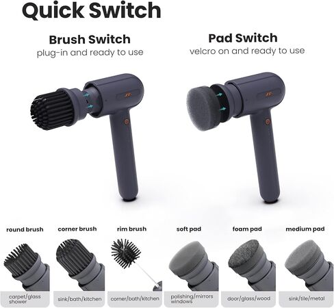 JIMIHOME Electric Cleaning Brush Electric Spin Scrubber with 3 Variable Brush Heads and 6 Pad Heads for Wall/Bathtub/Toilet/Window/Kitchen/Sink/Dish/Grout/Bathroom Cleaning Power Scrubber (X Set-H) in Saudi Arabia