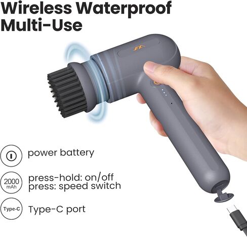 JIMIHOME Electric Cleaning Brush Electric Spin Scrubber with 3 Variable Brush Heads and 6 Pad Heads for Wall/Bathtub/Toilet/Window/Kitchen/Sink/Dish/Grout/Bathroom Cleaning Power Scrubber (X Set-H) in Saudi Arabia