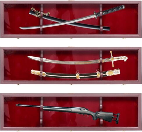 lukar Rifle Display Case Gun Display Case,Sword Display Case Stand Holder Wall Rack Cabinet with UV Protection,Lockable and Adjustable, 45" Rifle Display Case in Kuwait