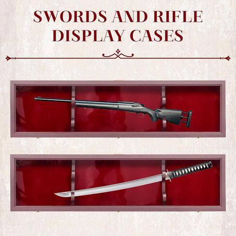 lukar Rifle Display Case Gun Display Case,Sword Display Case Stand Holder Wall Rack Cabinet with UV Protection,Lockable and Adjustable, 45" Rifle Display Case in Kuwait
