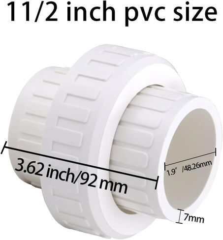 3/4" PVC Union Coupling Pipe Fitting (Socket x Socket) PVC Adapter Schedule 40, EPDM O-Ring, White 2 Pack in Saudi Arabia