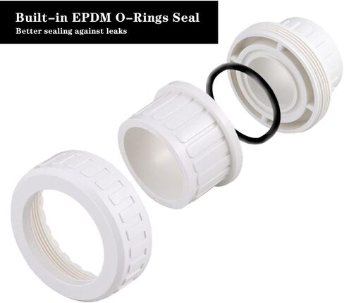 3/4" PVC Union Coupling Pipe Fitting (Socket x Socket) PVC Adapter Schedule 40, EPDM O-Ring, White 2 Pack in Saudi Arabia