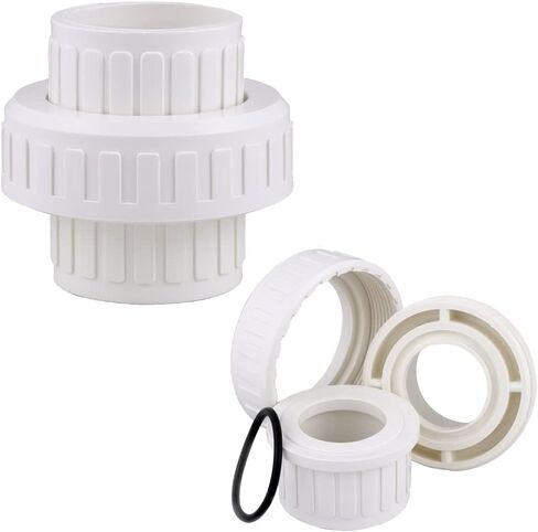 3/4" PVC Union Coupling Pipe Fitting (Socket x Socket) PVC Adapter Schedule 40, EPDM O-Ring, White 2 Pack in Saudi Arabia