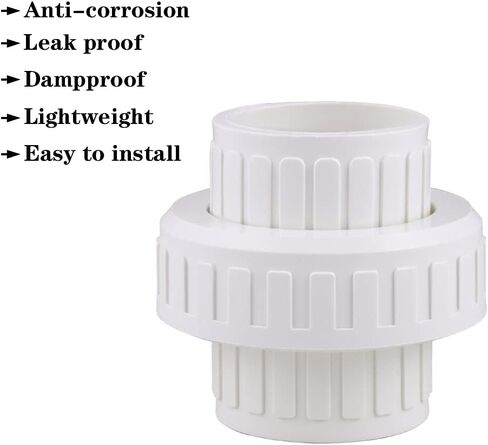 3/4" PVC Union Coupling Pipe Fitting (Socket x Socket) PVC Adapter Schedule 40, EPDM O-Ring, White 2 Pack in Saudi Arabia