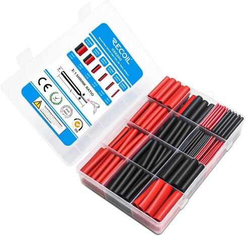 مجموعة متنوعة من أنابيب الانكماش الحراري المقاومة للماء من Recoil HSK200، 200 قطعة، نسبة انكماش 3:1، أنابيب مزدوجة الجدار، مبطنة بمادة لاصقة، 6 أحجام، ألوان حمراء وسوداء in Kuwait