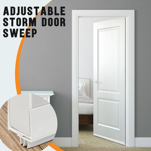 4 Pcs 36 Inch Adjustable Door Sweep for Door Bottom 1 to 1-2/5In Wide Storm Door Sweep Replacement Under Door Draft Stopper Weather Stripping Door Seal Bottom Door Threshold Seal, White in Kuwait