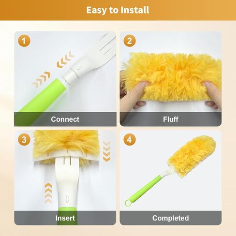 50 Pack Duster Refill Compatible with Swiffer Duster, 360 Heavy Duty Duster Kit with 1 Handle, Multi-Surface Disposable Dusters Refills for Cleaning Corner, Furniture, Car, Blinds in Saudi Arabia