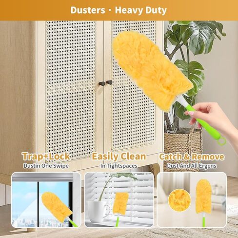 50 Pack Duster Refill Compatible with Swiffer Duster, 360 Heavy Duty Duster Kit with 1 Handle, Multi-Surface Disposable Dusters Refills for Cleaning Corner, Furniture, Car, Blinds in Saudi Arabia