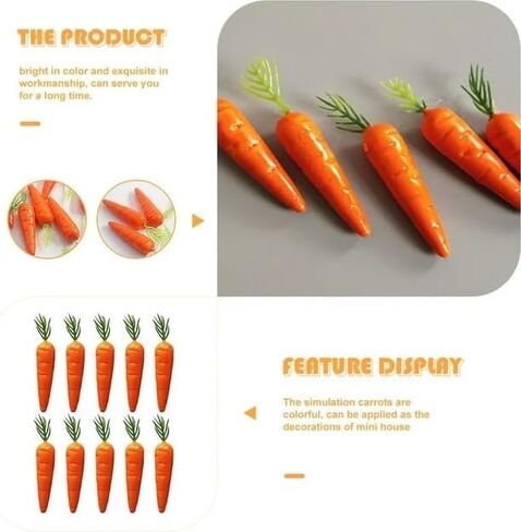 20 قطعة من الجزر الاصطناعي الصغير النابض بالحياة، خضروات اصطناعية لعيد الفصح لتزيين الحرف اليدوية، والنباتات والزهور الاصطناعية، والخضروات الاصطناعية، ومنتجات ديكور المنزل in Kuwait