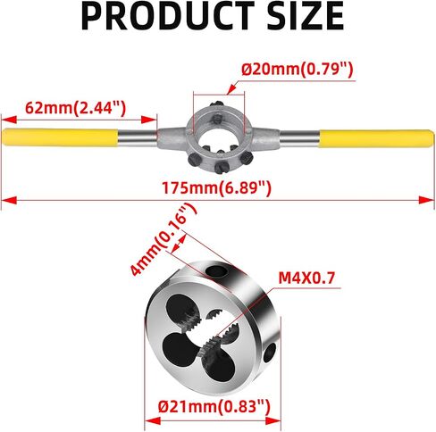 Aopin 1Pcs M3x0.5 Heavy Duty Round Threading Dies and Original Wrench Holder Combination Set, Suitable for Steel Below HRC35, External Thread Stainless Steel Cutting. in Saudi Arabia